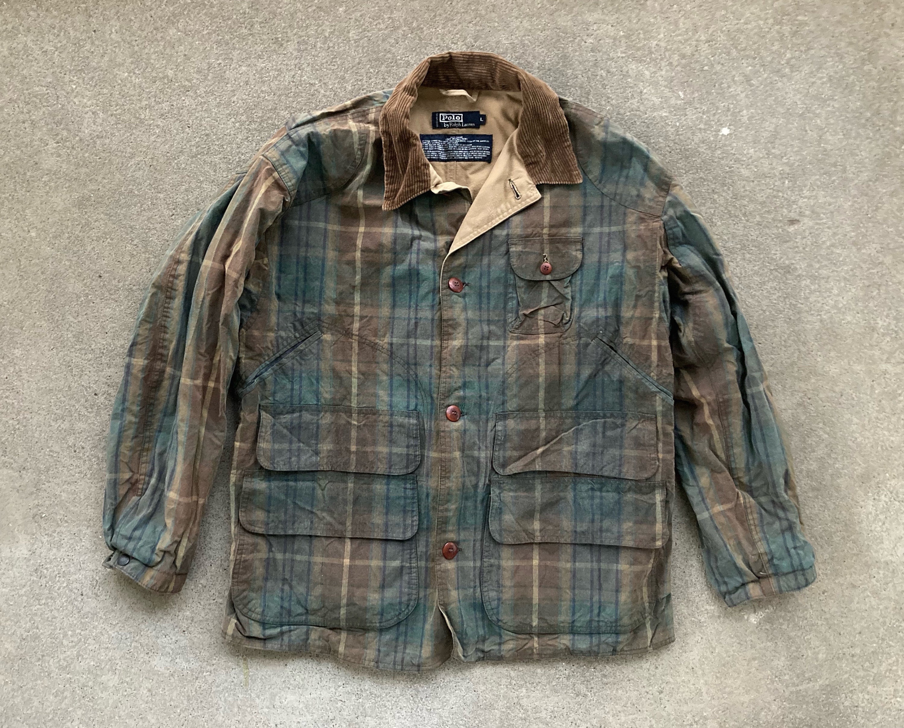 Vintage 1990s RALPH LAUREN Plaid Oil Waxed Hunting JACKET