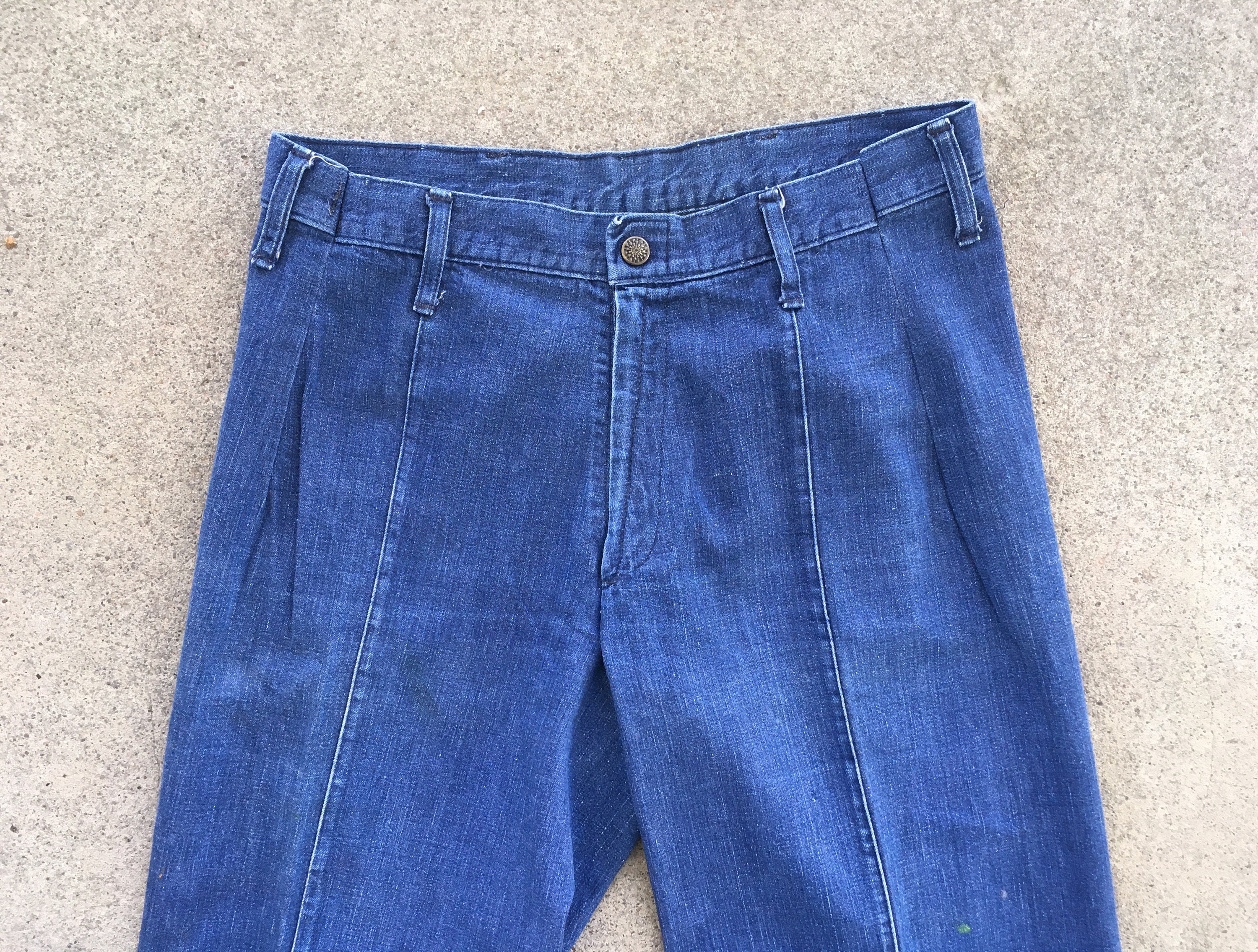 パンツ <Done> EURO70501 1st 501 Customize Denim Vintage 1970s Womens DARK Indigo Blue Denim Pleated Wide Leg