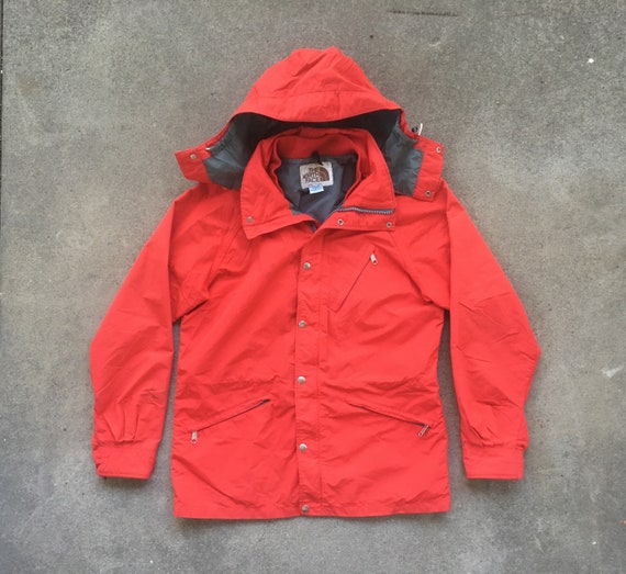 Vintage 1980s North Face Gore Tex Red Nylon Zip Up Parka Jacket Size Large USA Made Coat Outdoors