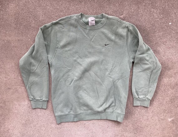 Vintage 1990s NIKE Sage Green Swoosh Logo Cotton Crew… - Gem