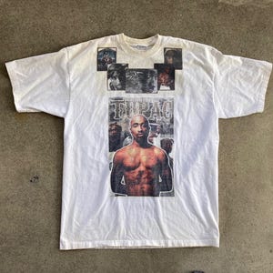 Vintage TUPAC Shakur Thug Life White Cotton T-SHIRT Size 2XL Rap Hip Hop Swag 2YK Makaveli