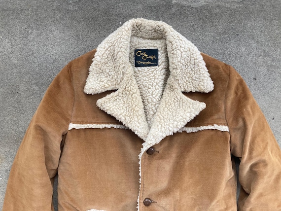 Vintage 1970s CAL CRAFT Light Brown Corduroy Shearling Lined