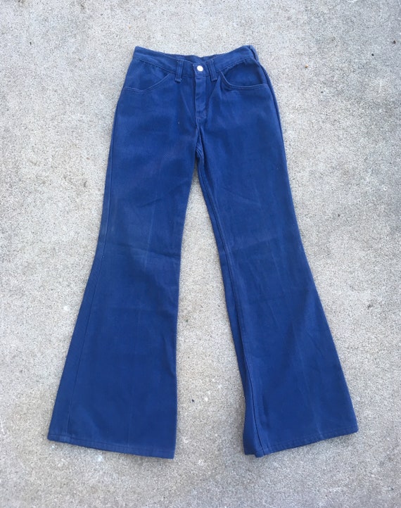 Vintage 1970s MAVERICK Navy Blue Cotton Hippie El… - image 2