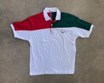 Vintage 1980s GUCCI White Green Red Polo SHIRT Size Medium