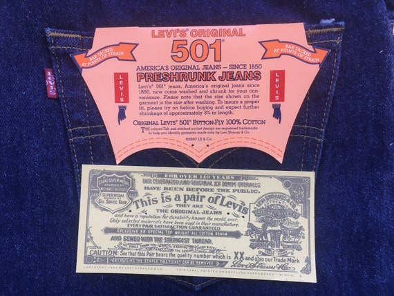 Vintage 1990s LEVIS 501 Preshrunk 547 Dark Denim Jeans 33 X - Etsy