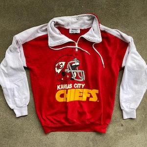 Vintage 1990s NFL Kansas City CHIEFS Quarter Zip Pullover SWEATSHIRT Size Small Medium Football Hipster Mahomes Kelce Starter
