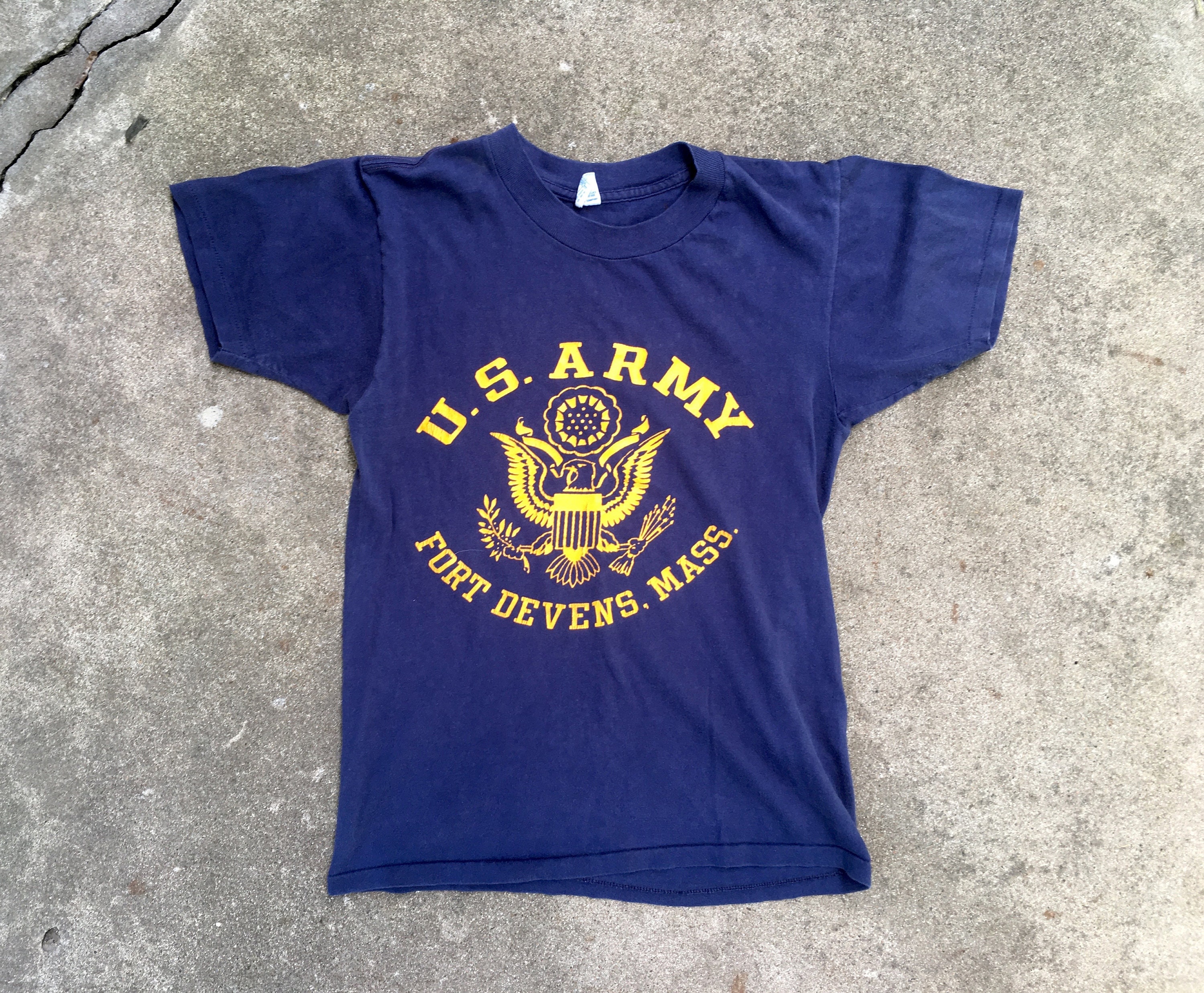 Vintage 1970s US ARMY Fort Devens Mass Navy Blue Cotton