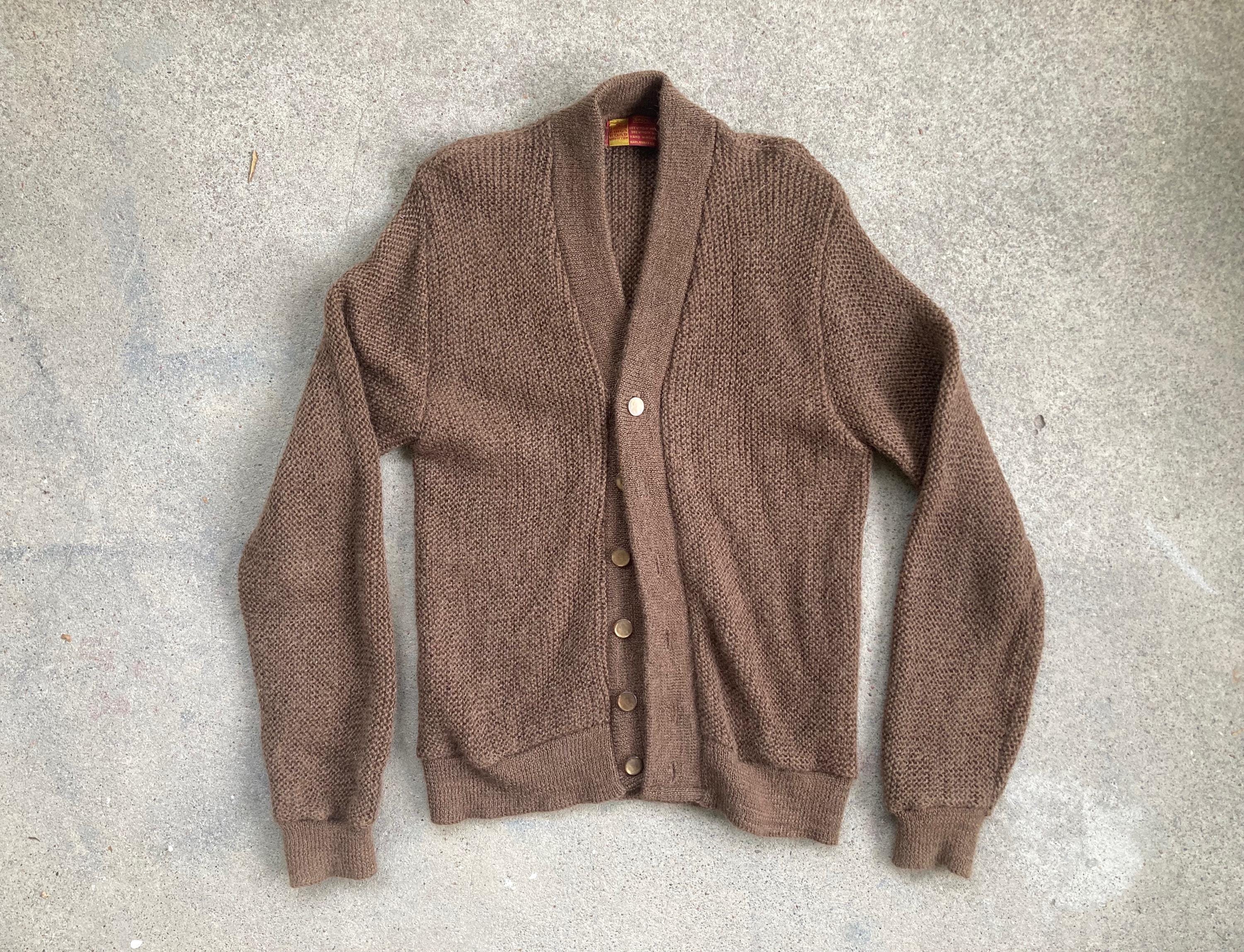 Vintage 1960s Sears Kings Road MOHAIR Olive Green Button up Vintage 1960s Sears Kings Road MOHAIR Olive Green Button up