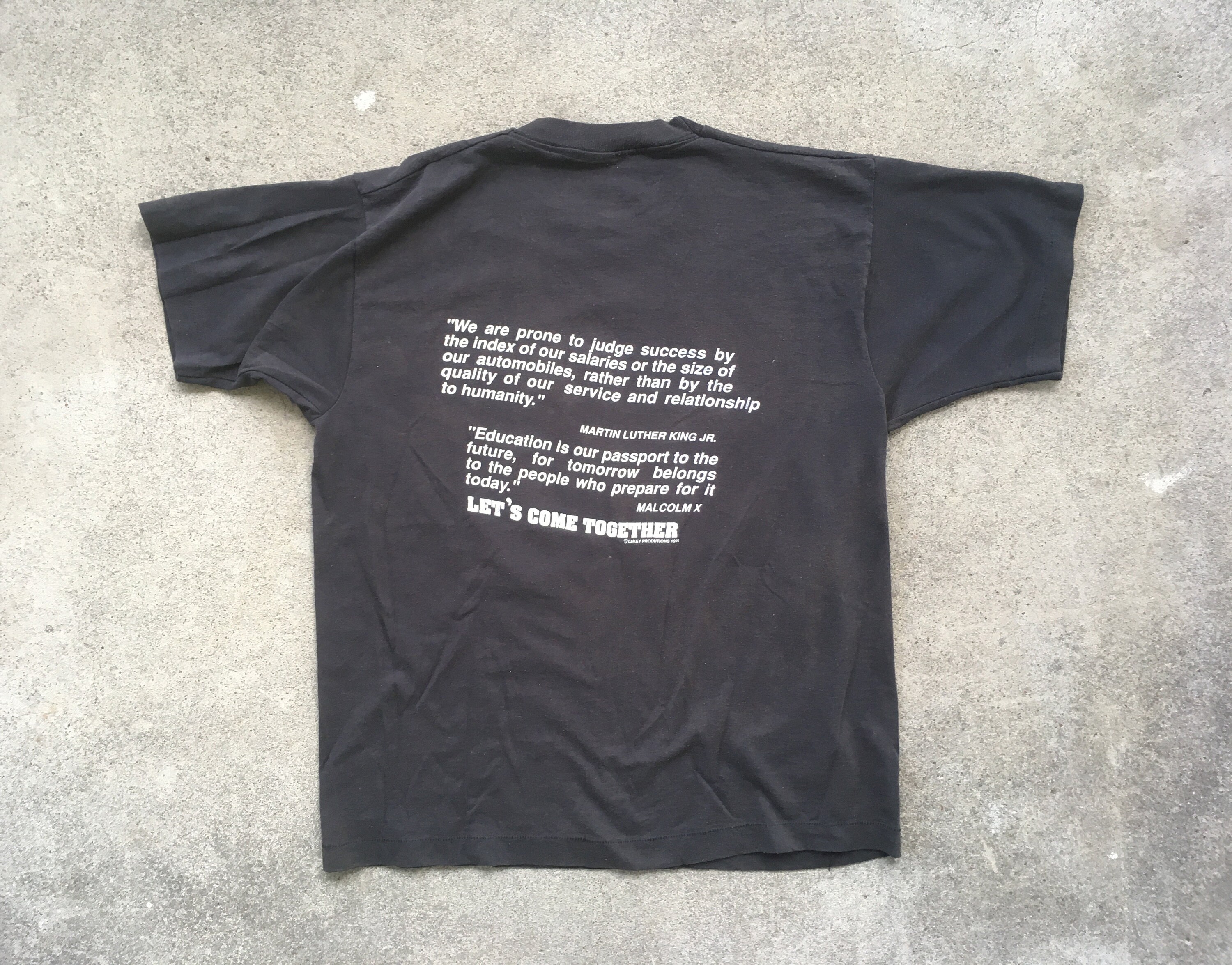 ヴィンテージ 1990 年代 マルコム X / MLK ブラック クルーネック T 