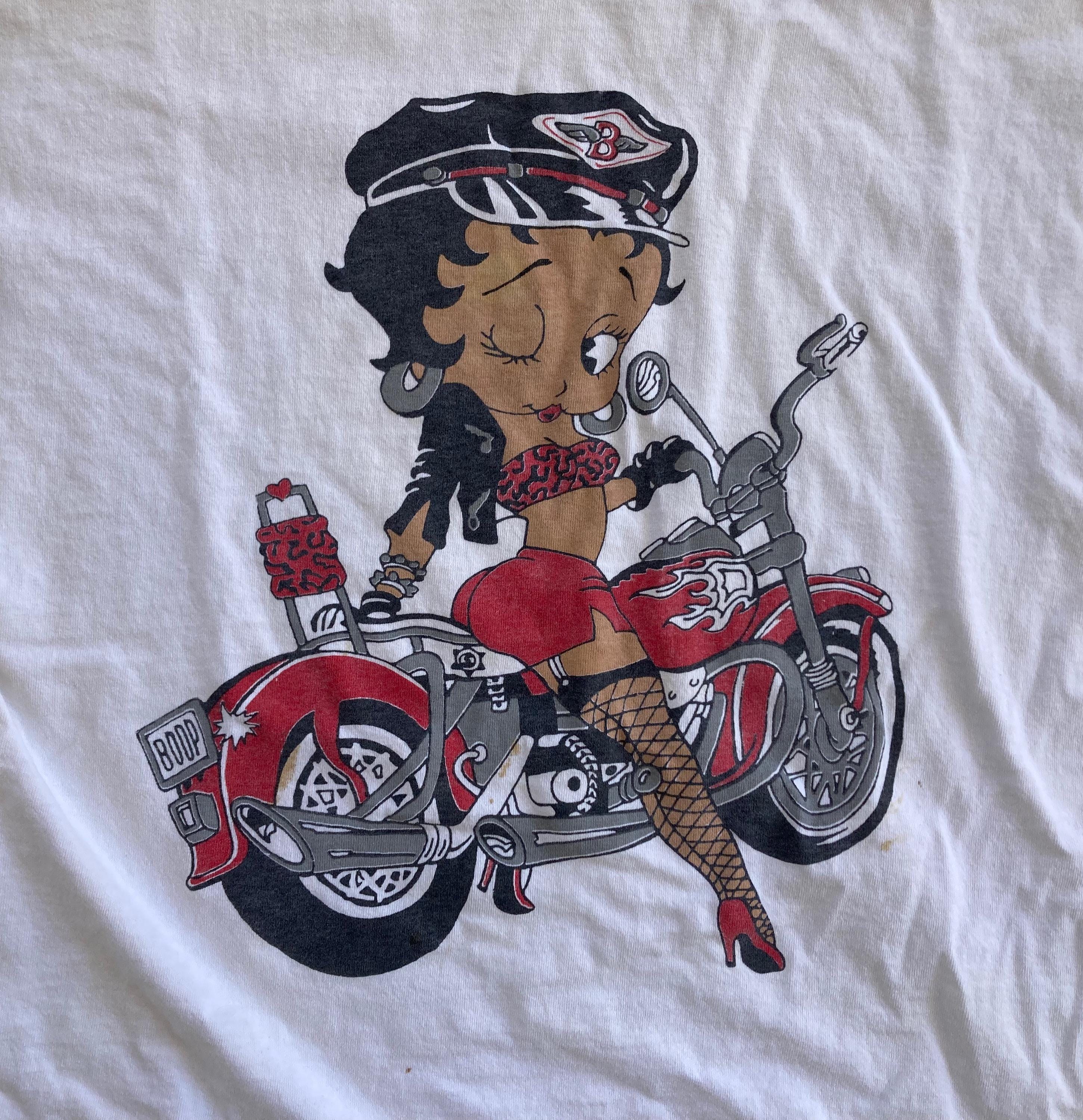 Vintage 1990s BETTY BOOP Biker Cotton T-SHIRT Size Extra Large Hip
