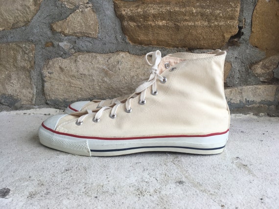 Vintage s Mens CONVERSE All Star White Canvas High Top   Etsy