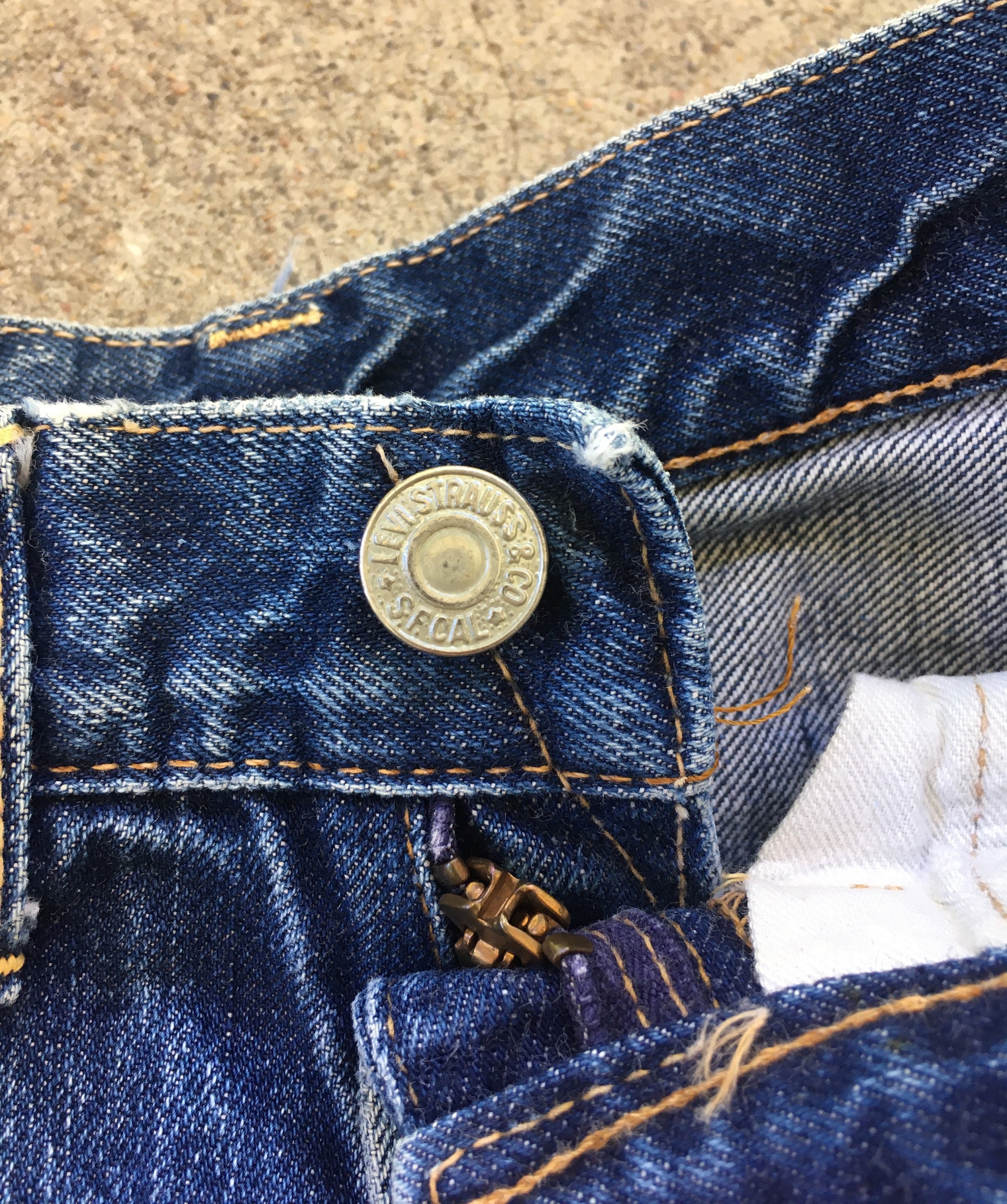 Vintage 1960s Levis 502 BIG E #16 Button Dark Indigo Denim Vintage 1960s Levis 502 BIG E #16 Button Dark Indigo Denim