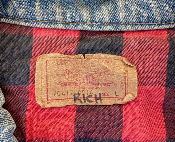 Vintage 1980s LEVIS Buffalo Plaid Flannel Lined D… - image 3