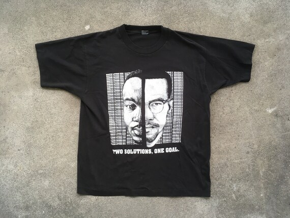 Buy Vintage 1990s MALCOLM X / MLK Black Crewneck T-SHIRT Size 
