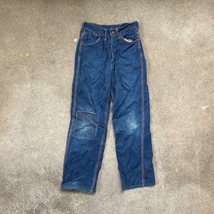 Vintage 1950s Penneys BIG MAC Dark Indigo Denim Carpenter JEANS Size 23 x 26 Workwear Levis Lee Sanforized