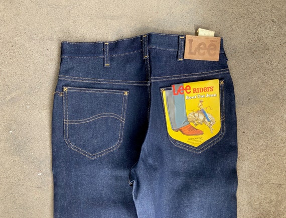 Vintage 1970s LEE RIDERS Boot Cut Dark Denim Jean… - image 8