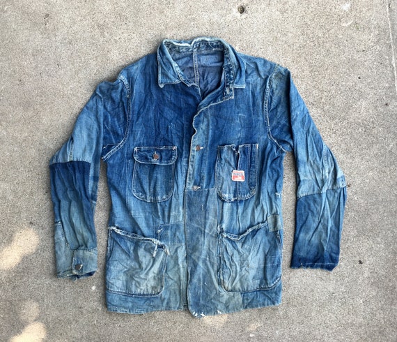 Vintage 1940s 1950s Mens PIONEER Patchwork Distres