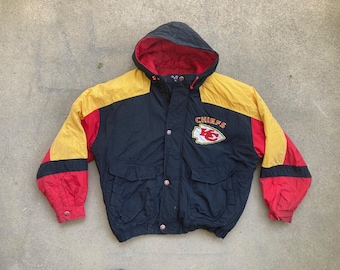 Chaqueta de nailon con cremallera Pro Line de los Kansas City CHIEFS de la década de 1990, talla grande, Mirage NFL Sports Football Mahomes Kelce Starter