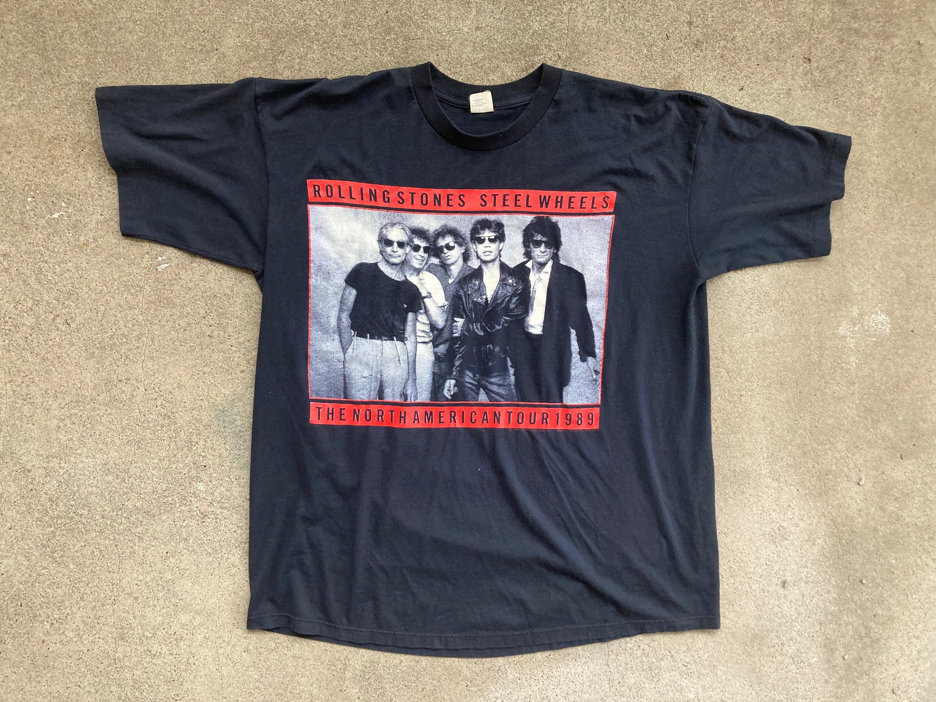 【80's】 ROLLING STONES steel wheel tour T Vintage 80s Rolling Stones Steel Wheels Tour Concert T-shirt