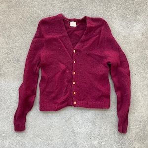 トップス 1960's Brentwood mohair cardigan Vintage 1960s Brentwood Mohrtex Burgundy Poly Mohair Fuzzy