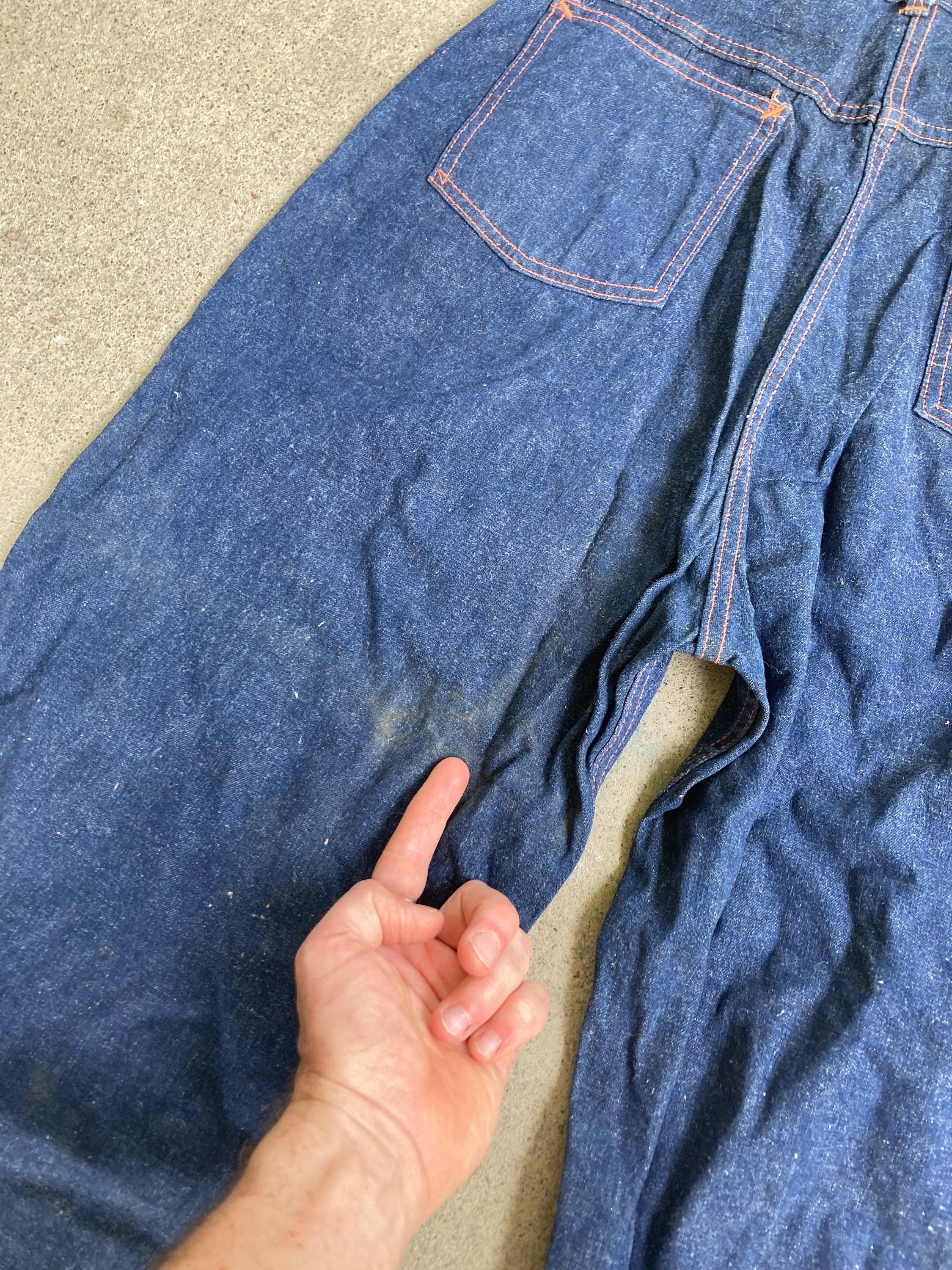 Vintage Womens 1950s Bartel DARK Indigo Denim Side Zip JEANS Size