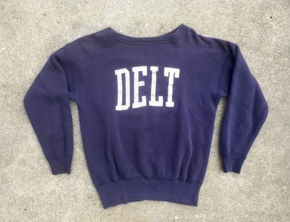 Vintage 1960s DELT Distressed Navy Blue Cotton Pul
