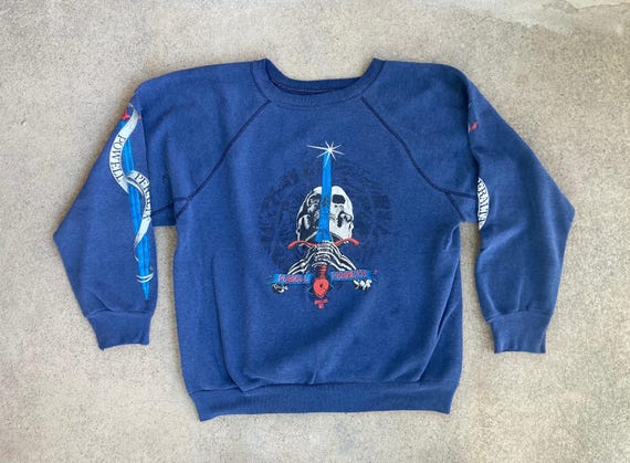 Blue Skull Sweater Hcw Skull Jumper Vintage 1980s POWELL PERALTA