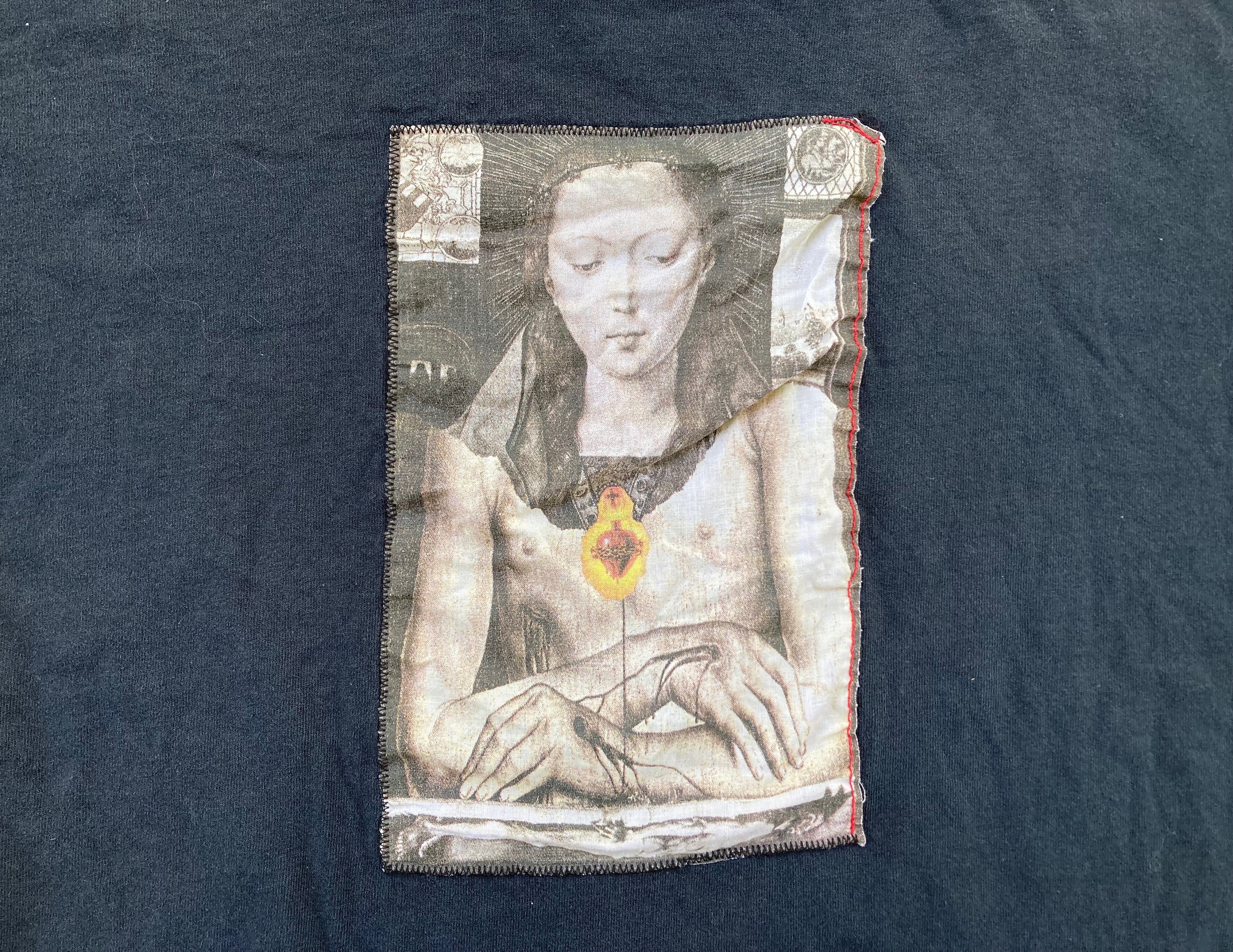 Vintage 1990s ARCHAIC SMILE Jesus Christ Stitched Black T-SHIRT
