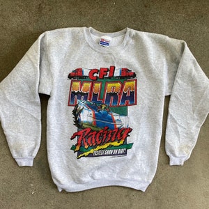 Vintage 1990s MLRA Racing Long Sleeve SWEATSHIRT Size Small CFI All Over Print Winston Cup Nascar Racecar