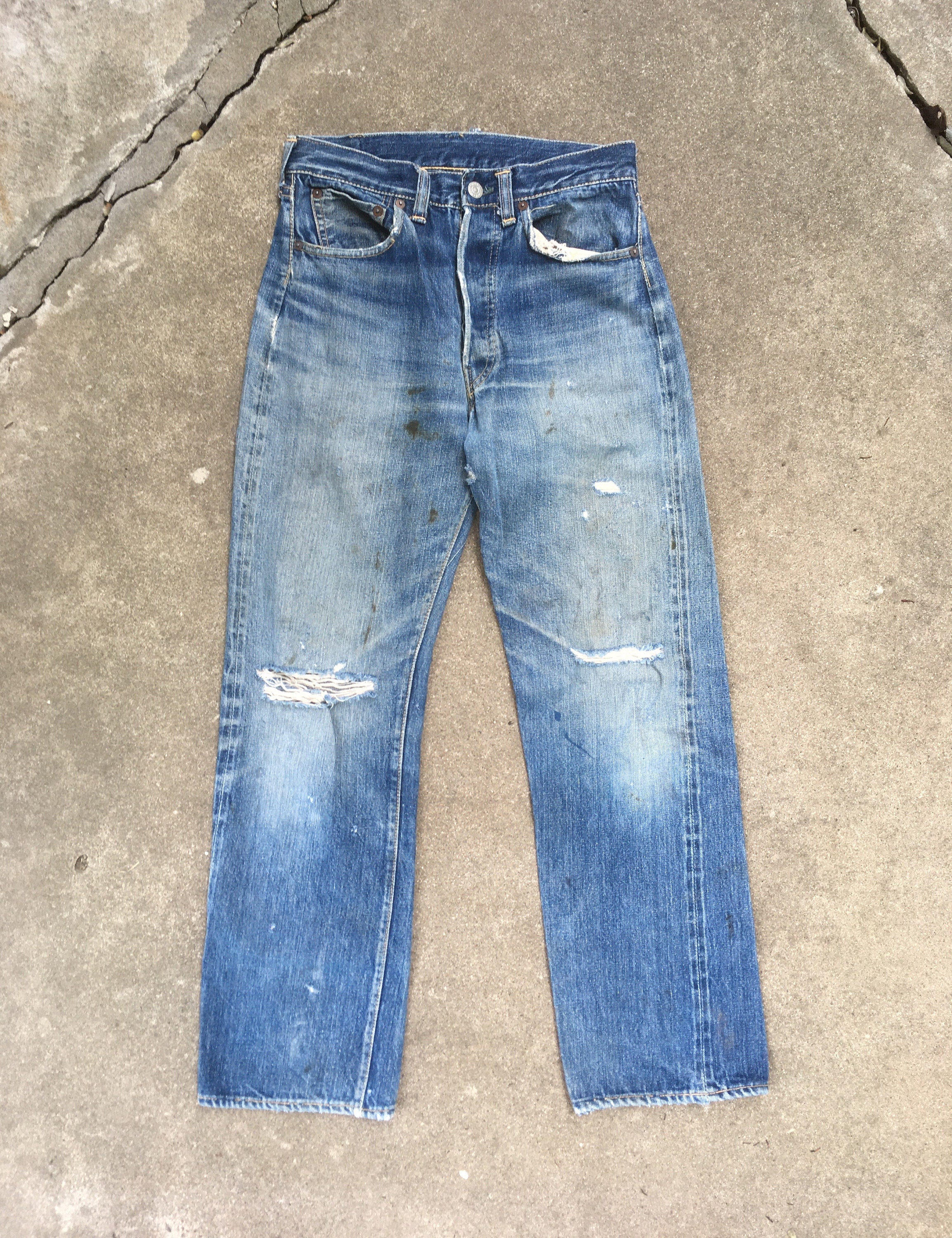 Vintage 1950s LEVIS 501XX Indigo Denim Selvedge Work Jeans 27 | Etsy