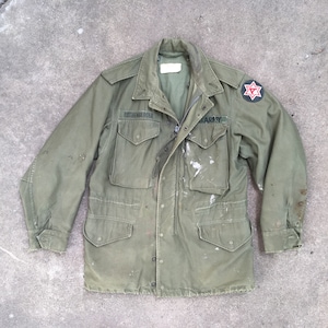 Vintage Mens 1960s M-65 Vietnam War Super Distressed Green Army FIELD JACKET Size Small Short OG-107 M65 Coat