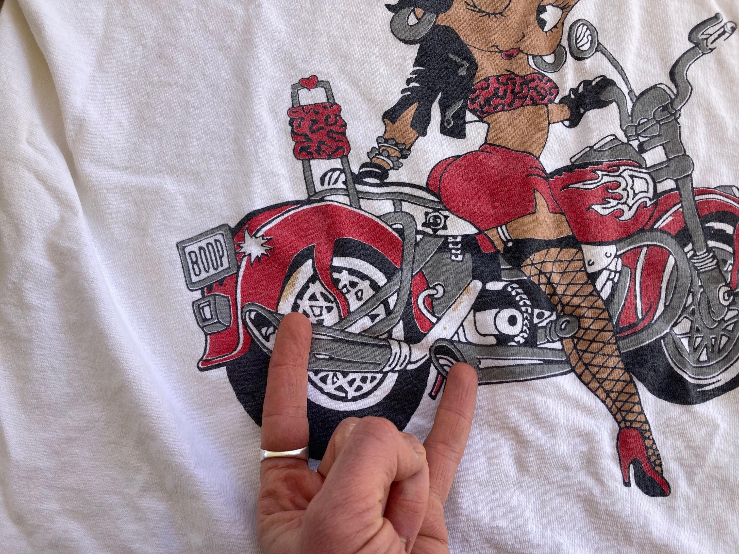 Vintage 1990s BETTY BOOP Biker Cotton T-SHIRT Size Extra Large Hip