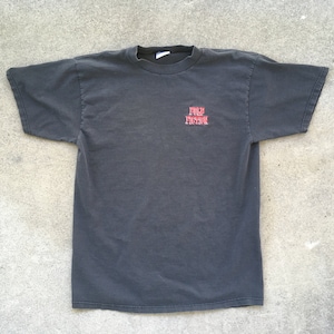 Vintage 1990s PULP FICTION Distressed Black Cotton Crewneck Movie T-SHIRT Size Large Tarantino Film Promotional Travolta Samuel Jackson