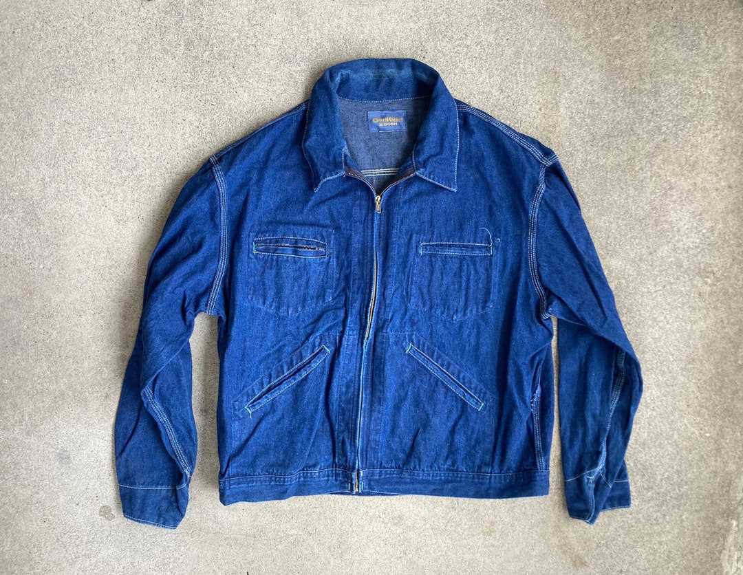 70's 【USA製】OSH KOSH Denim Work Jacket Vintage 1970s OSH KOSH Dark Denim Zip up Jean JACKET Size