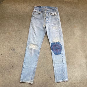 Vintage 1990s LEVIS 501 Super Distressed USA Made Denim Button Fly Denim JEANS 26 x 32 Hipster Boyfriend Faded