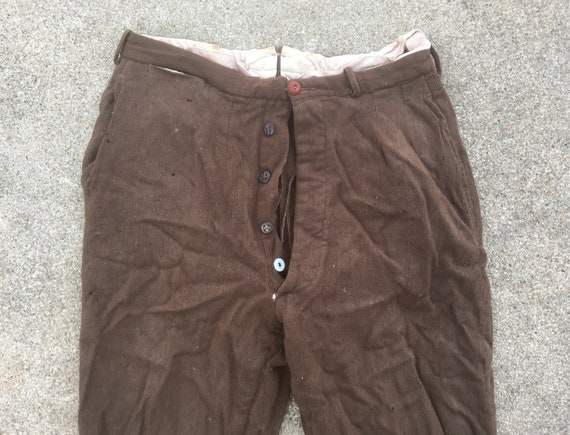 Vintage 1930s 1940s Mens Brown Striped Cotton Wool