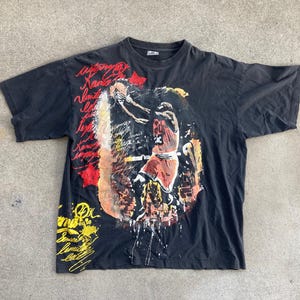 Vintage Kama MICHAEL JORDAN zwarte katoenen T-SHIRT maat extra groot handgeschilderd rap hiphop swag 2YK Gangsta NBA basketbal Chicago Bulls