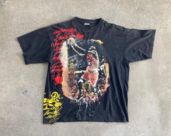 Vintage Kama MICHAEL JORDAN Black Cotton T-SHIRT Size Extra Large Hand Painted Rap Hip Hop Swag 2YK Gangsta Nba Basketball Chicago Bulls