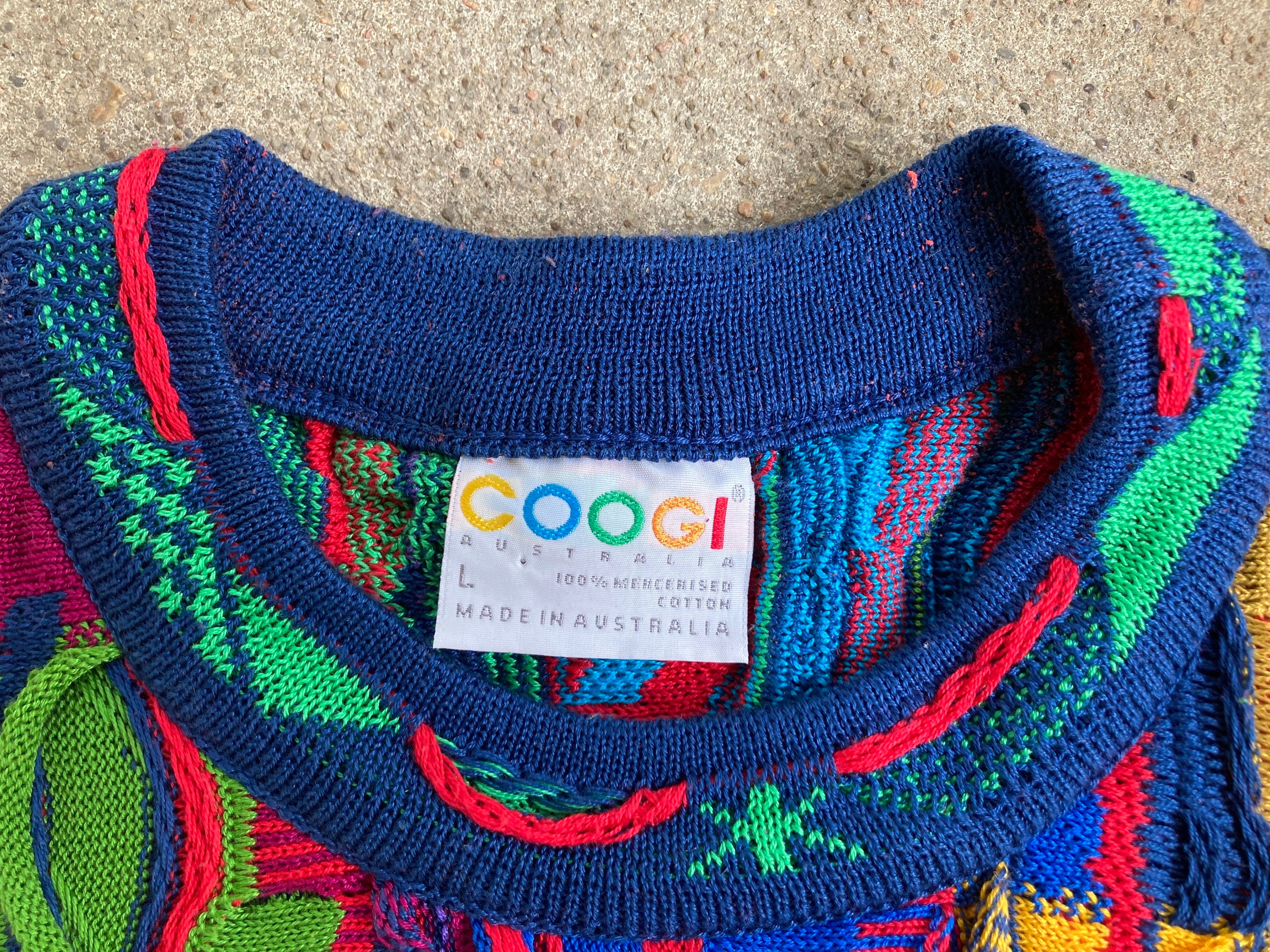 Vintage 1990s Authentic COOGI 3D Mosaic Multi Color Textured Vintage 1990s Authentic COOGI 3D Mosaic Multi Color Textured