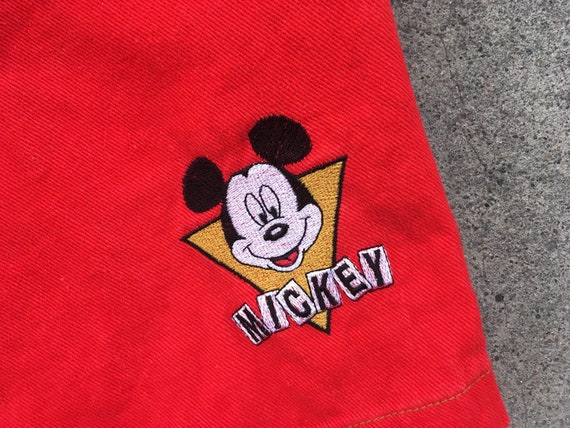 Vintage 1990s MICKEY Unlimited Red Denim High Wai… - image 2