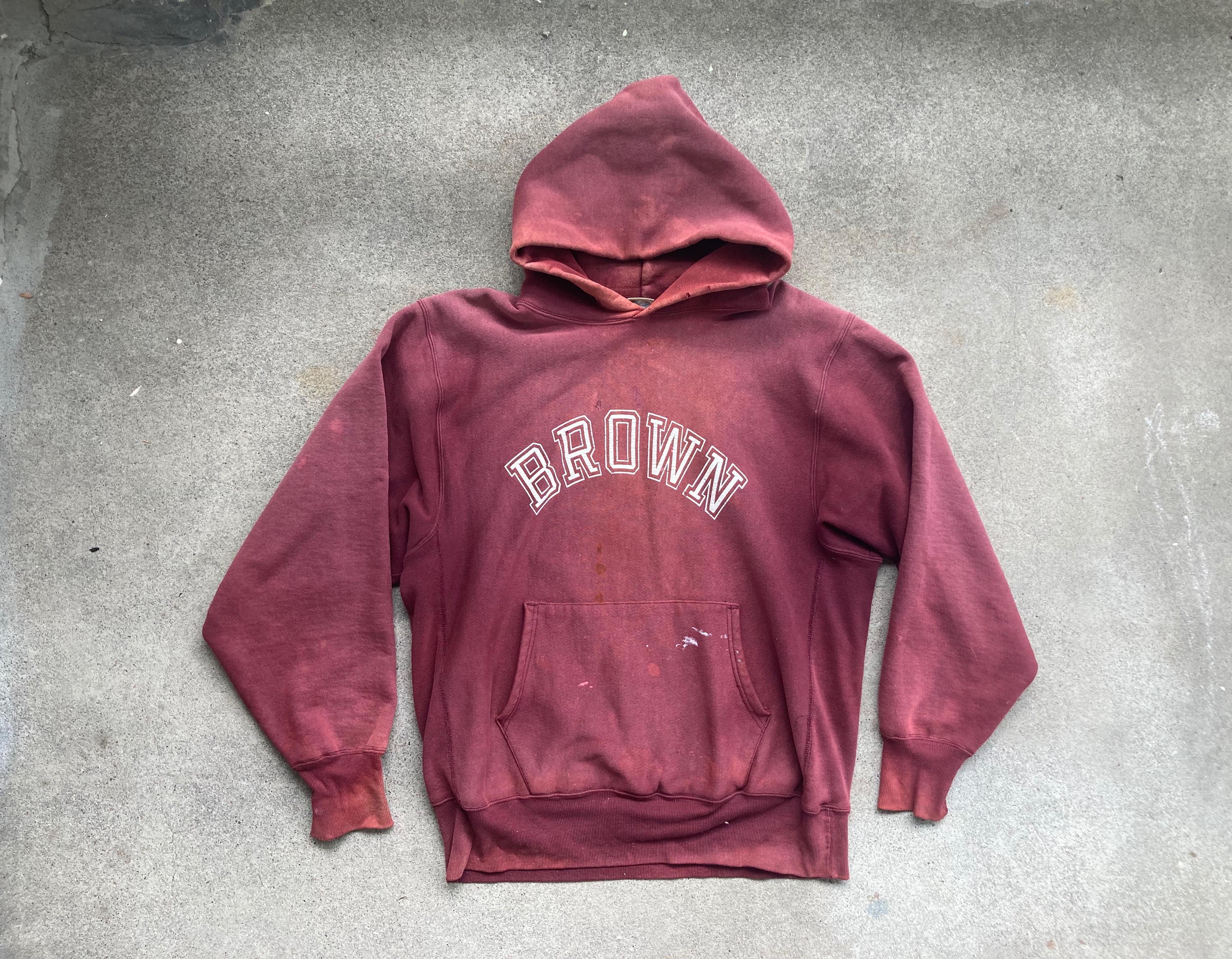 Vintage 1990s CHAMPION Reverse Weave BROWN University Maroon Red