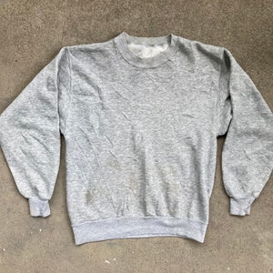 Vintage 1980s HEATHER GREY Pullover Crewneck SWEATSHIRT Size Medium Large Hipster Tri Blend