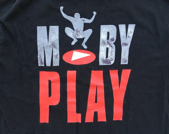 Vintage 1990s MOBY Play 1999 Black Cotton Crewnec… - image 2