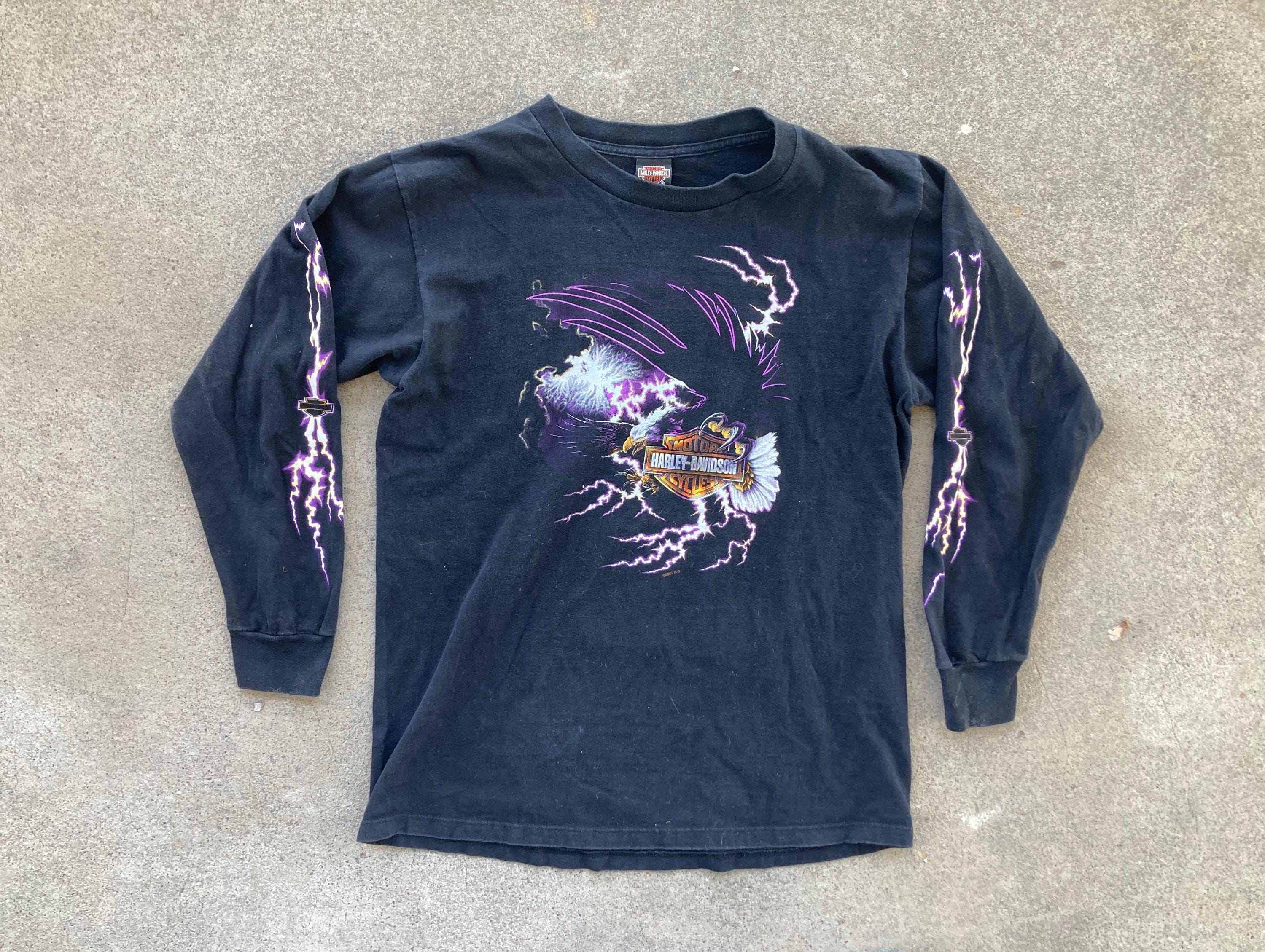 Vintage HARLEY DAVIDSON Long Sleeve Black T-SHIRT Size Medium