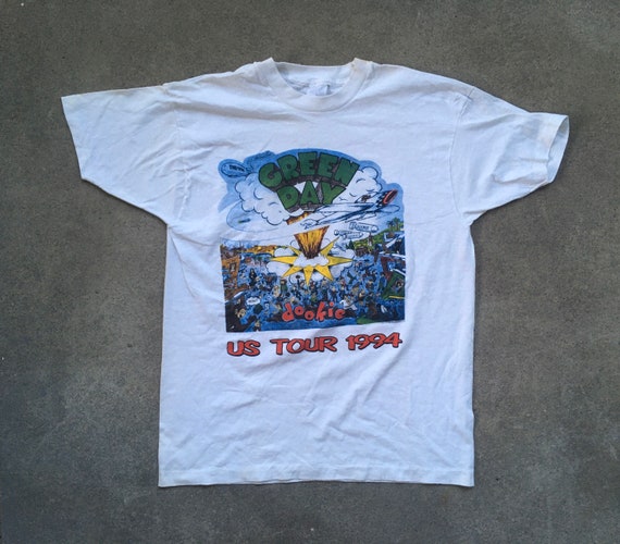 Vintage 1990s GREEN DAY Dookie 1994 White Concert… - image 1