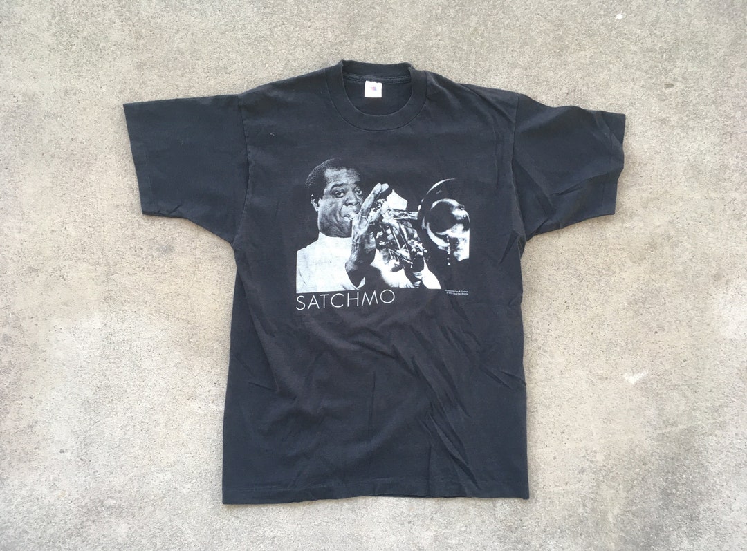 Vintage 1990s LOUIS ARMSTRONG Satchmo Black Cotton Crewneck T