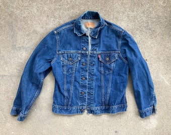 Vtg 70s Wrangler 74126NV No-fault Denims 14oz Trucker Jean