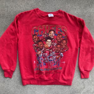 Vintage 1990s NFL Kansas City CHIEFS Red Pullover SWEATSHIRT Size Medium Afc West Champs Football Hipster Mahomes Kelce