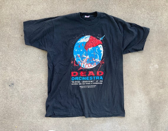 Vintage 1990s DEAD ORCHESTRA Global Lobotomy Black Cotton Crewneck 