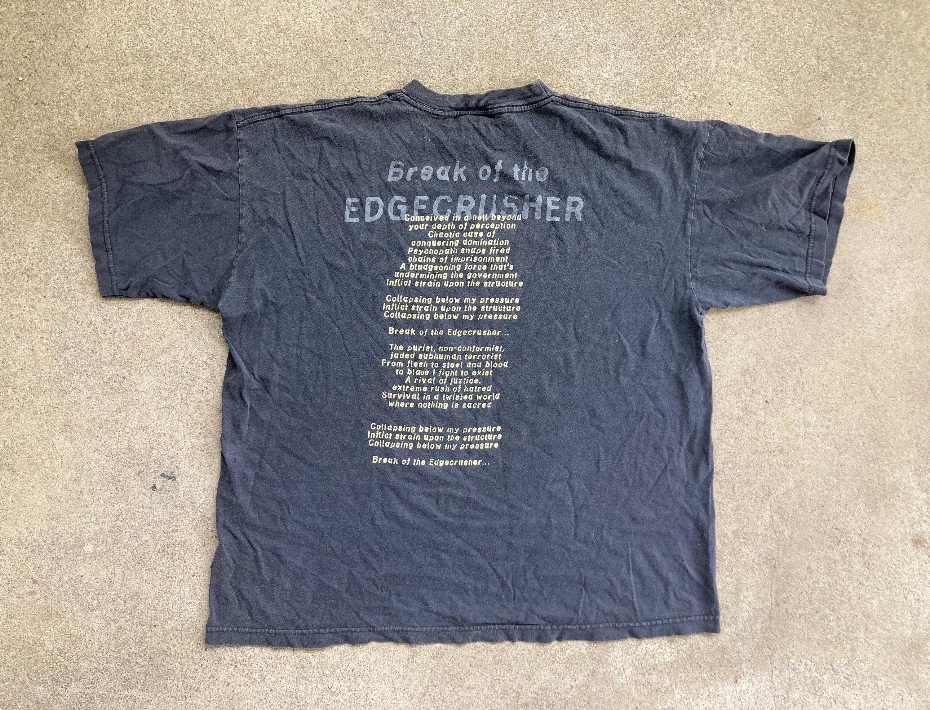 Vintage 1990s FEAR FACTORY Edgecrusher Faded Black Band T-SHIRT 